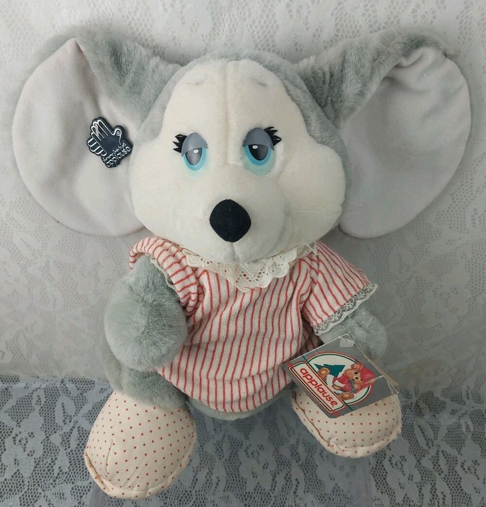 Applause Christmas Sugarplum Holly Mouse Nightgown Korea Plush Stuffed Toy 1988